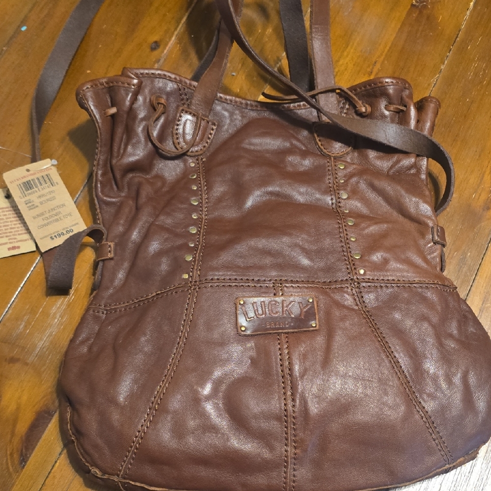 BRAND NEW W TAGS!! Lucky Brand Chocolate Leather Shoulder Bag